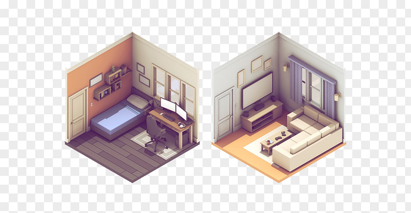 Mini Home Isometric Projection 3D Computer Graphics Illustration PNG