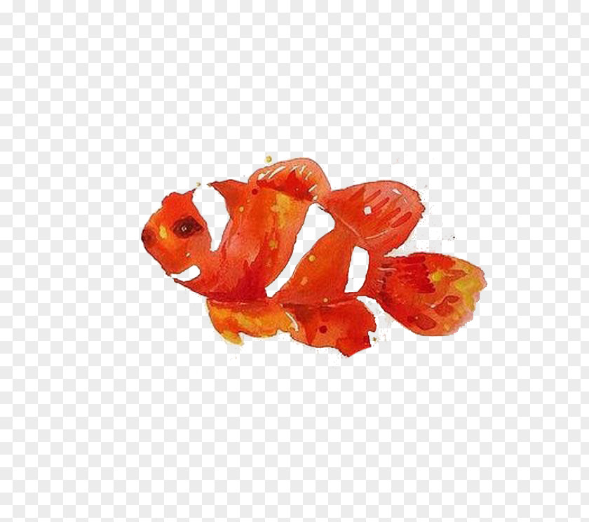 Orange Watermark Goldfish Paper Watercolor Painting Creative Work Illustration PNG