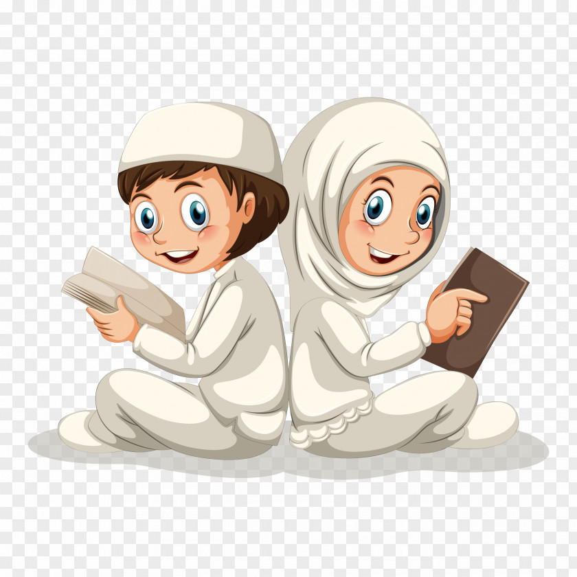 A Vector Illustration Of The Muslim Figure Reading Quran Islam PNG