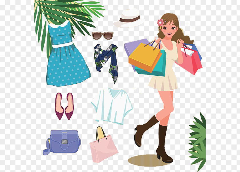 Woman Shopping Fashion Clip Art PNG