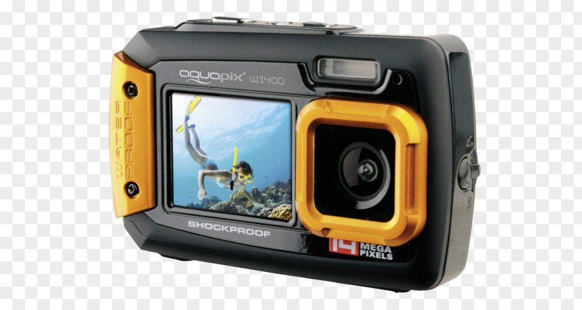 Camera Easypix W1400 Active Blue MusicCassette Point-and-shoot Digital Zoom Underwater Photography PNG