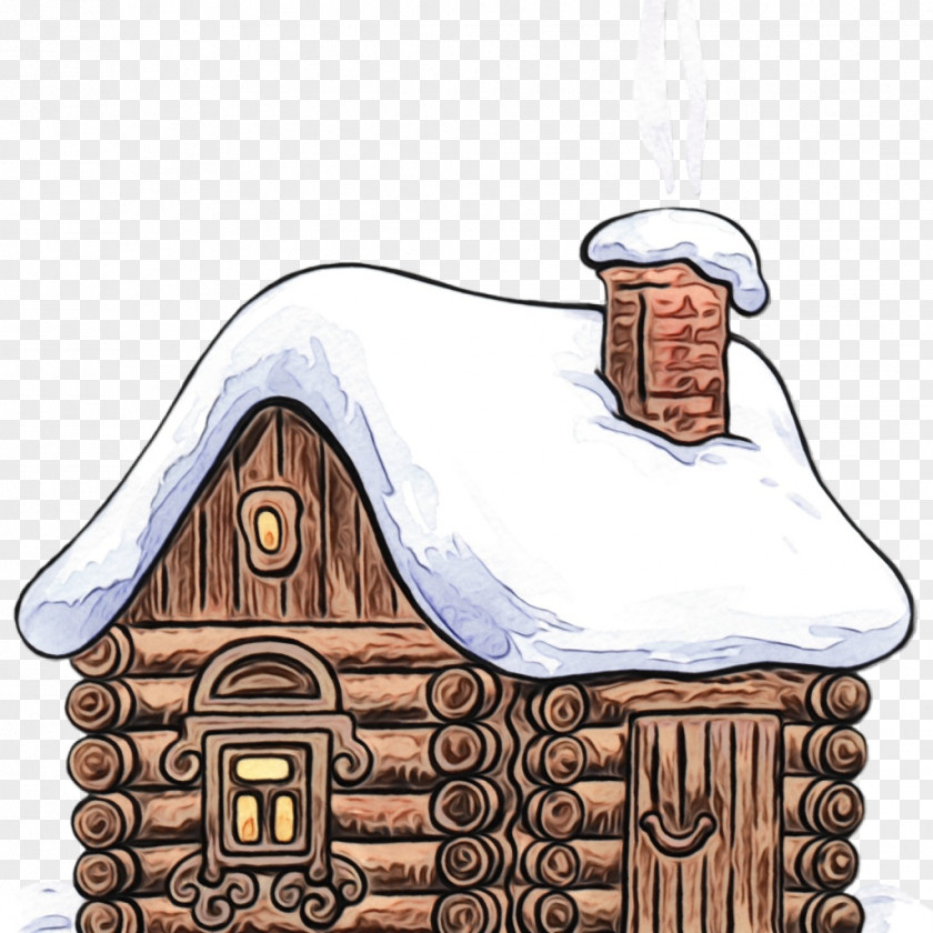 Cottage Log Cabin House Hut Gingerbread Roof Clip Art PNG