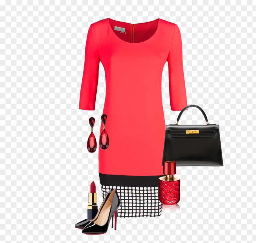 Pink Coral Clothes Dress Red Clothing Fashion Sleeve PNG