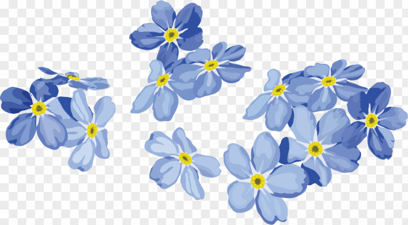 Vector Hand-painted Blue Flowers Euclidean Painting Flower PNG