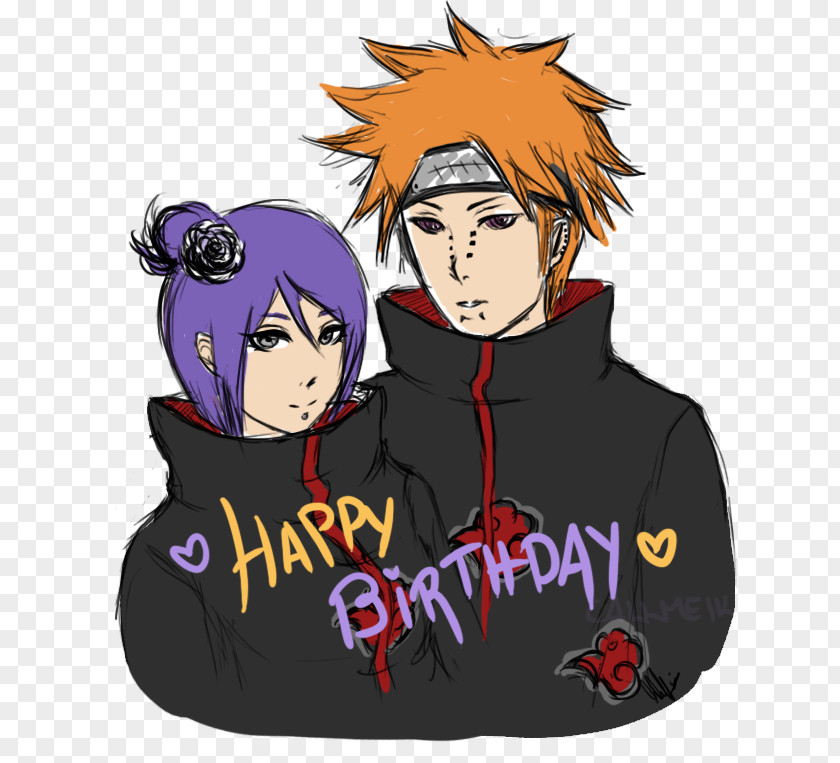 Happy B.day Konan Yahiko Black Hair Pernant PNG