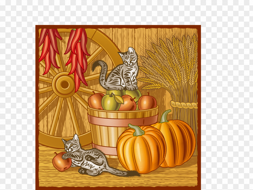 Vector Farm In Cats Harvest Illustration PNG