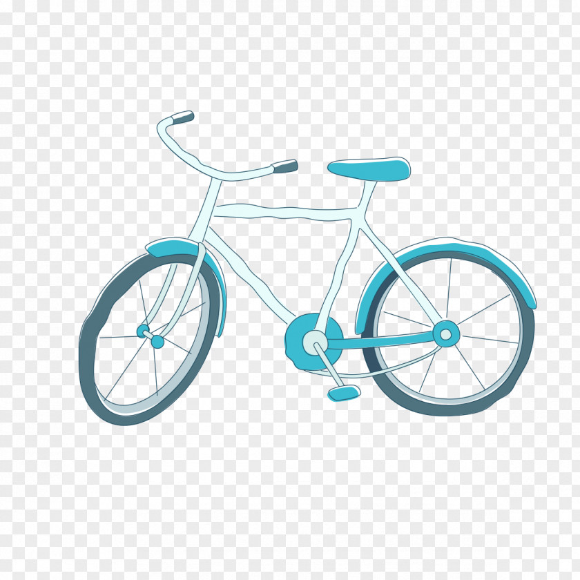 Cartoon Painted Bicycle Frame Wheel Road PNG