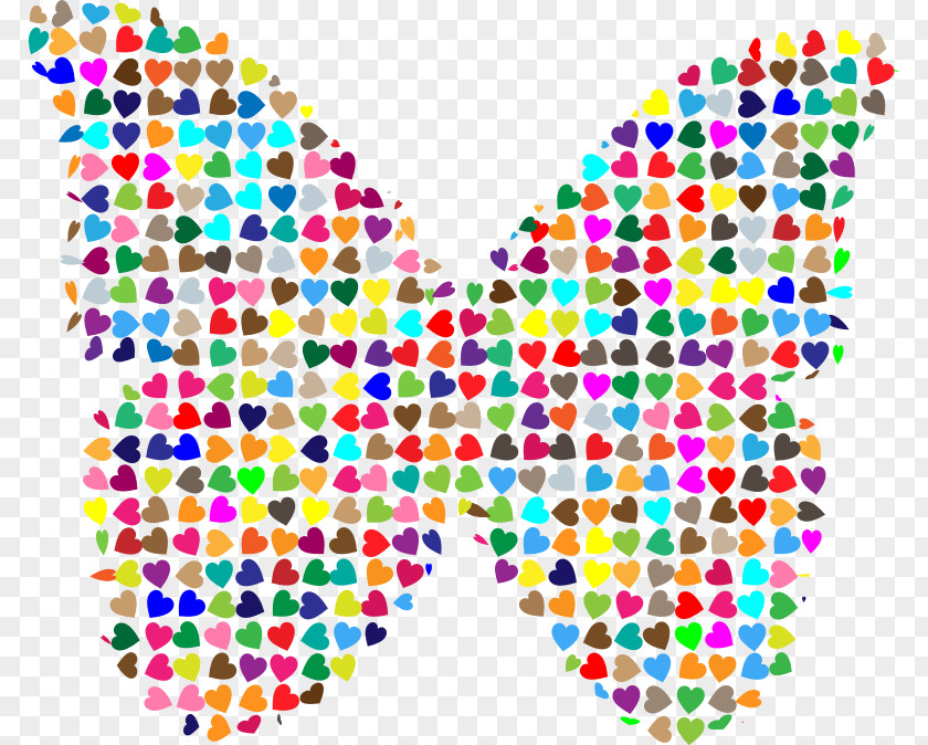 Colorful Butterfly Heart Clip Art PNG