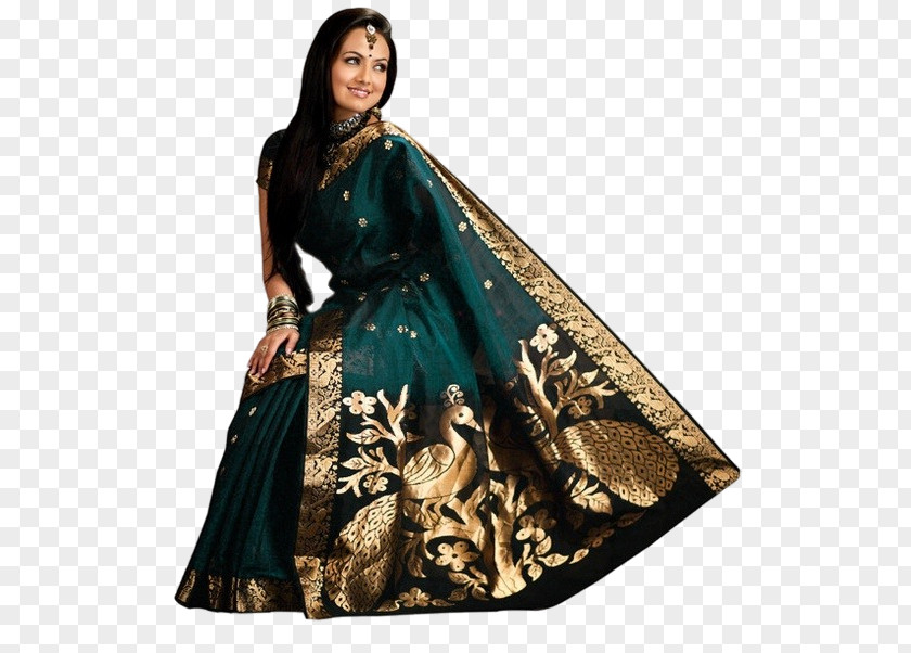 Dress Sari Peafowl Clothing Zari PNG