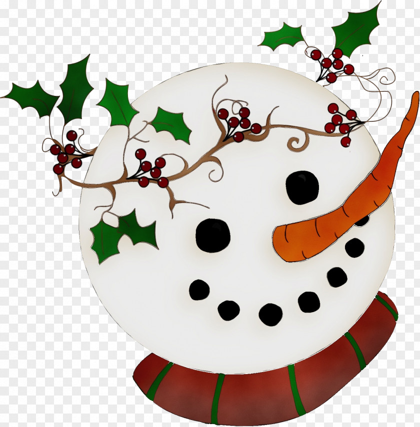 Plate Snowman Holly PNG
