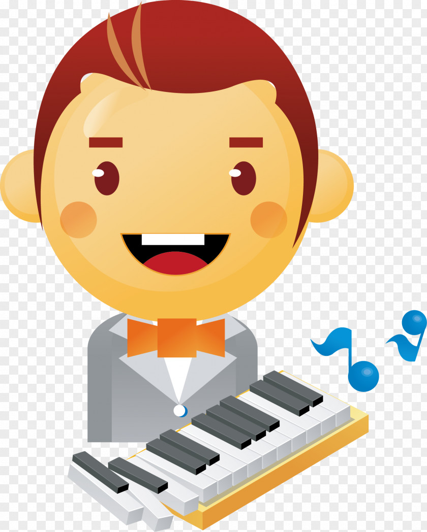 The Little Boy Playing Piano Cartoon Download Illustration PNG