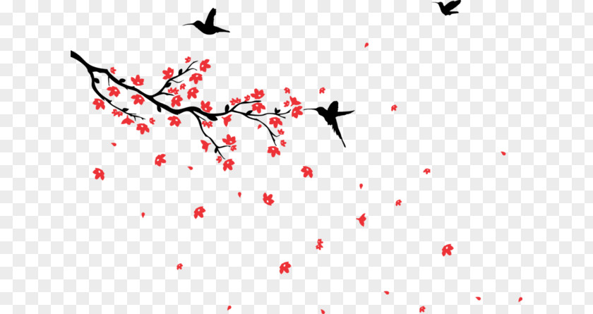 Colored Clouds Branch Petal Leaf Red Twig PNG