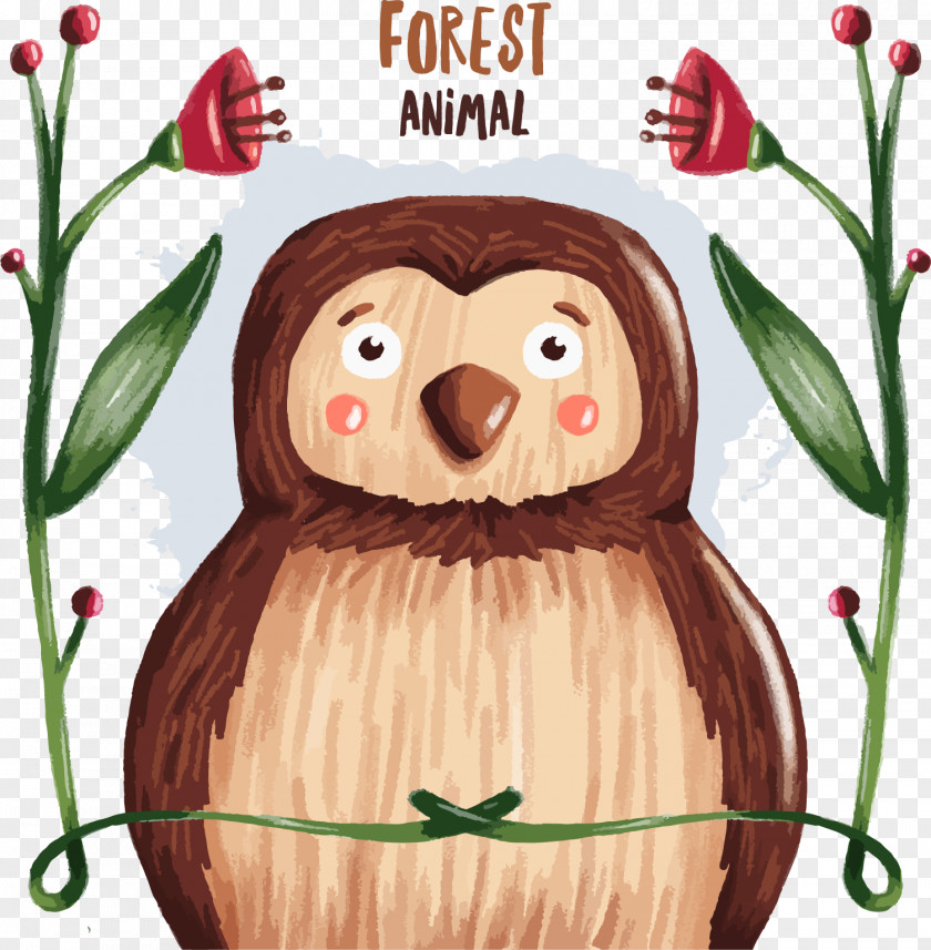 Cute Owl Painted With Flowers Decoration PNG