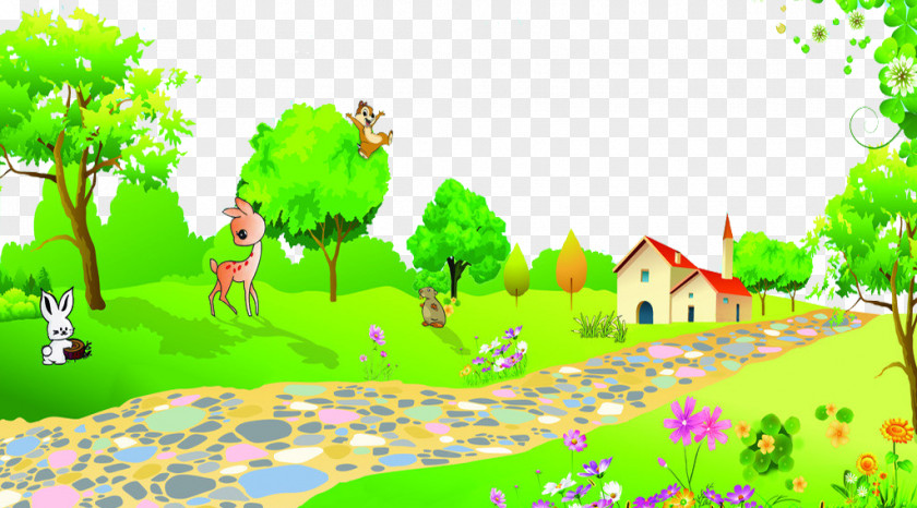 Secluded Mountain Road Cartoon Animation Illustration PNG