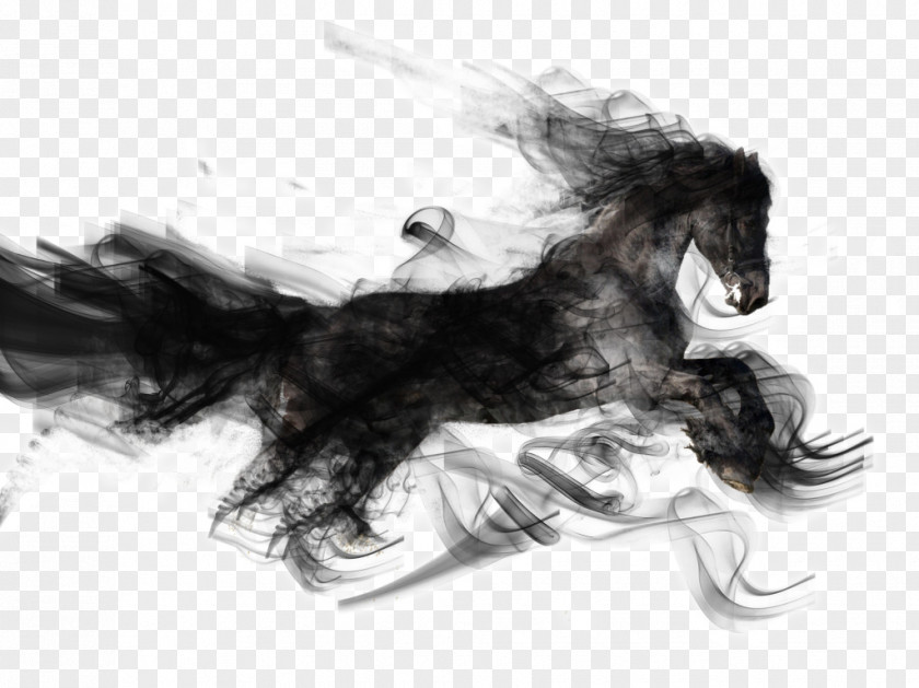 Ink Black Horse Picture Material Wash Painting Poster PNG