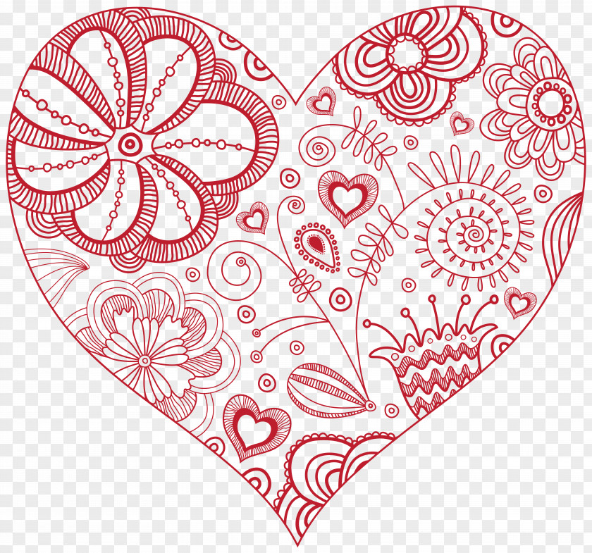 Decorative Red Heart Clip Art Image PNG