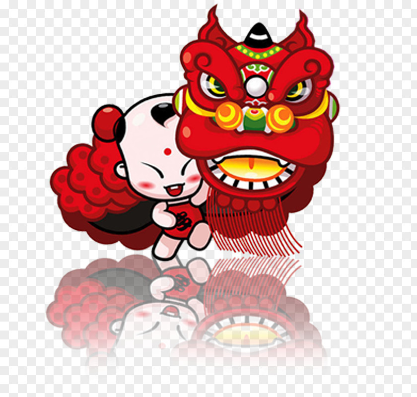 Dragon And Lion Picture Cartoon Children Dance Chinese New Year PNG