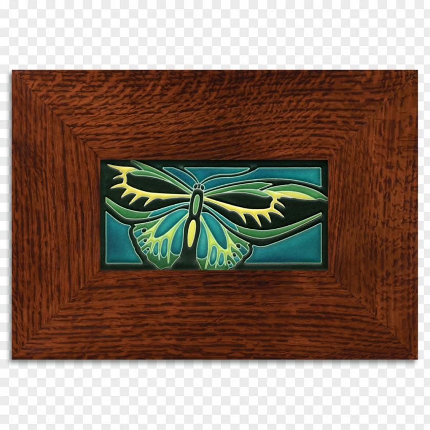 Turquoise Butterfly Rectangle Motawi Tileworks Picture Frames Miter Joint PNG