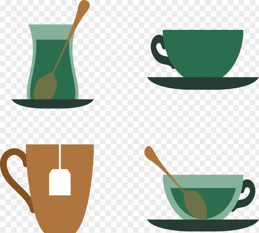 Various Cup Green Tea Teapot Icon PNG