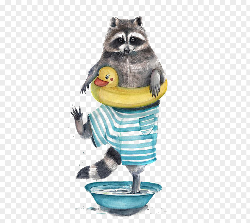 Creative Little Raccoon Watercolor Painting Drawing Illustrator Illustration PNG
