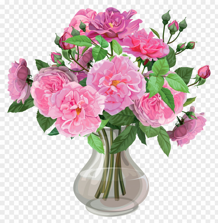 Pink Roses In Vase Transparent Clipart Flower Bouquet Clip Art PNG