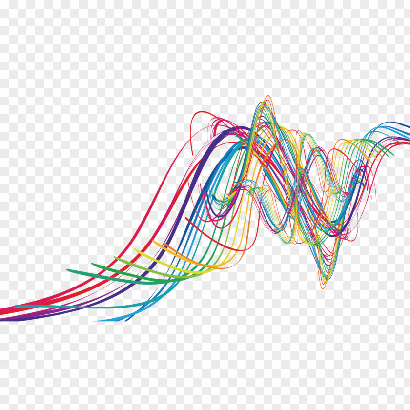 Color Wave Line Art Rainbow PNG