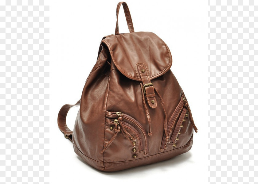 Backpack Handbag Leather Rivet Brown PNG