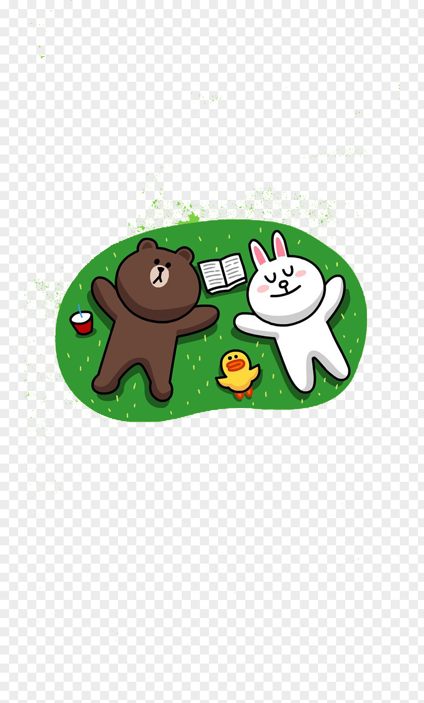 Bear And Rabbit Flat LINE BROWN FARM Free Line Sticker PNG