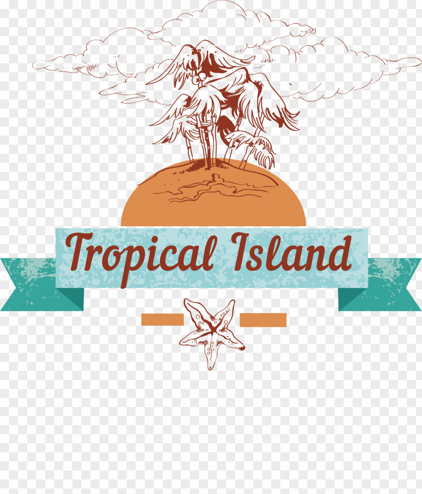 Vector Blue Island English Poster Illustration PNG