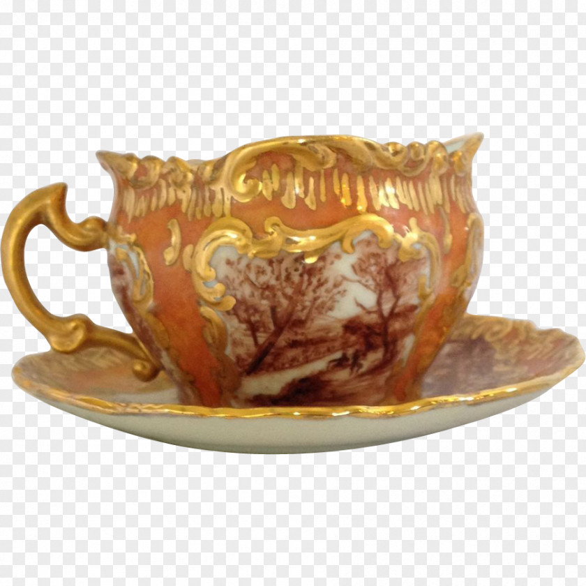 Hand Painted Mustache Tableware Saucer Coffee Cup Ceramic Porcelain PNG