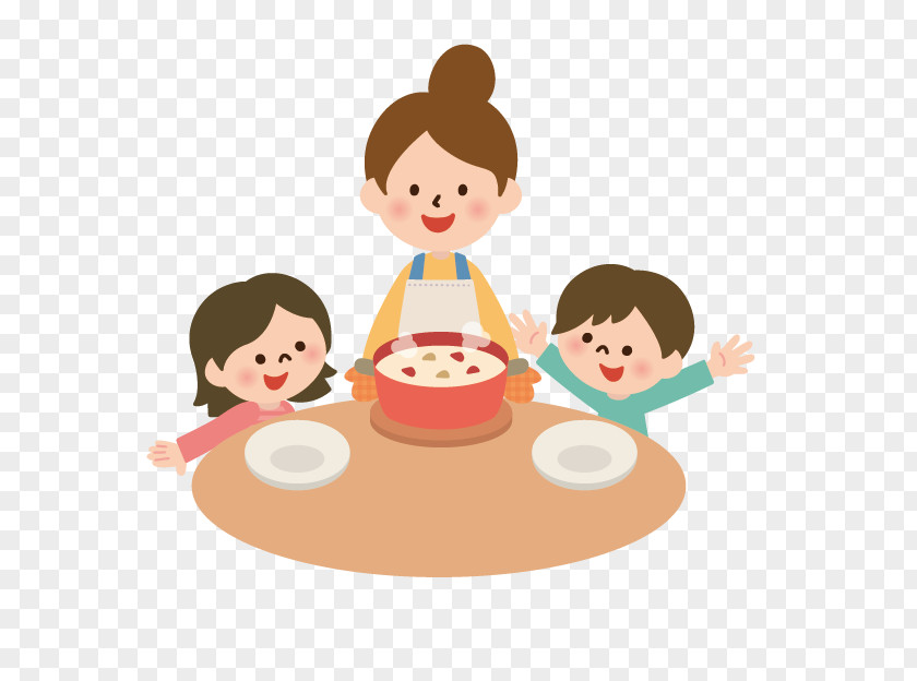 People Picture Painted Material,Cartoon Family Meal Cooking Child Meat Food PNG