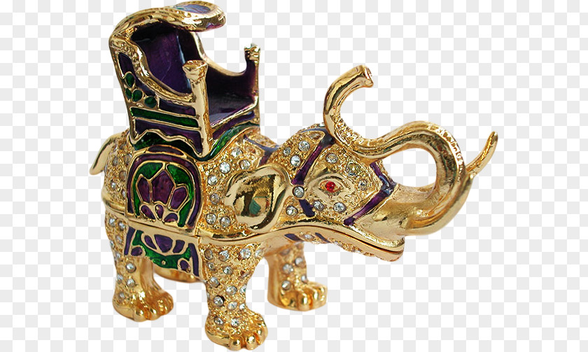 Brass Indian Elephant 01504 Gold PNG