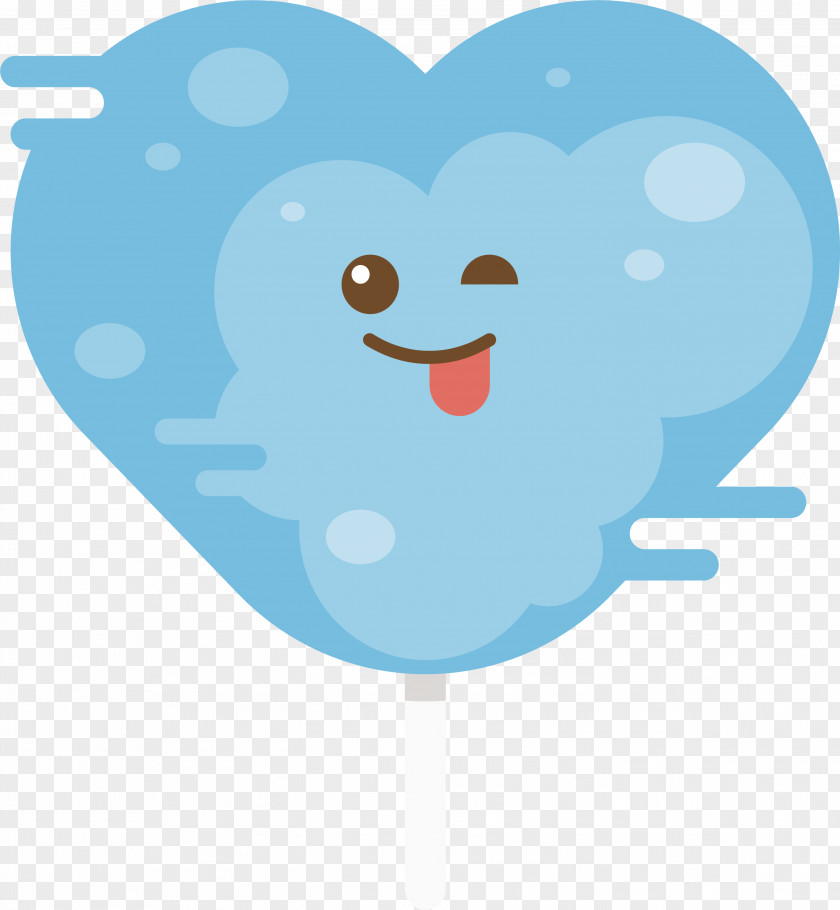 Tongue Shaped Heart Lollipop Candy Blue PNG