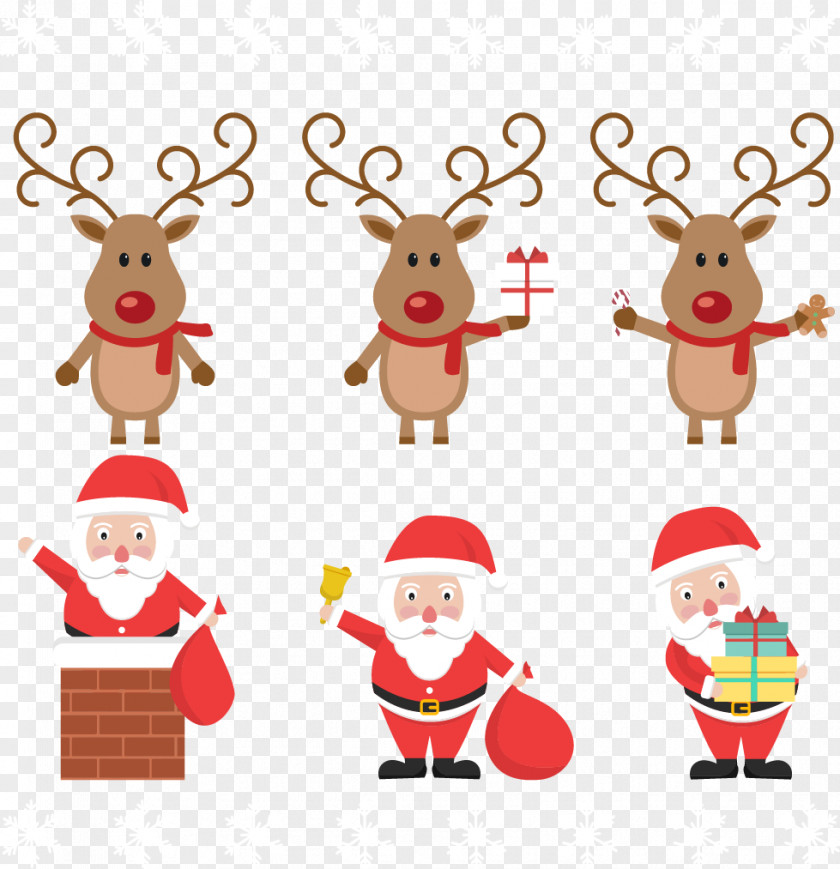 Cartoon Reindeer And Santa Claus Rudolph Clauss Christmas PNG