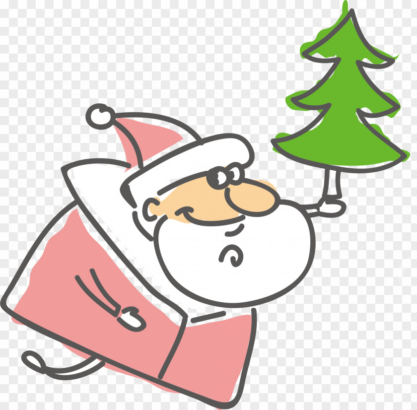 Red Hand Painted Santa Claus Reindeer Cartoon Clip Art PNG