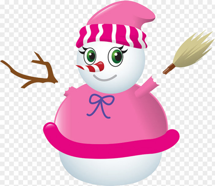 Snowman Wearing A Pink Dress Skirt Clip Art PNG