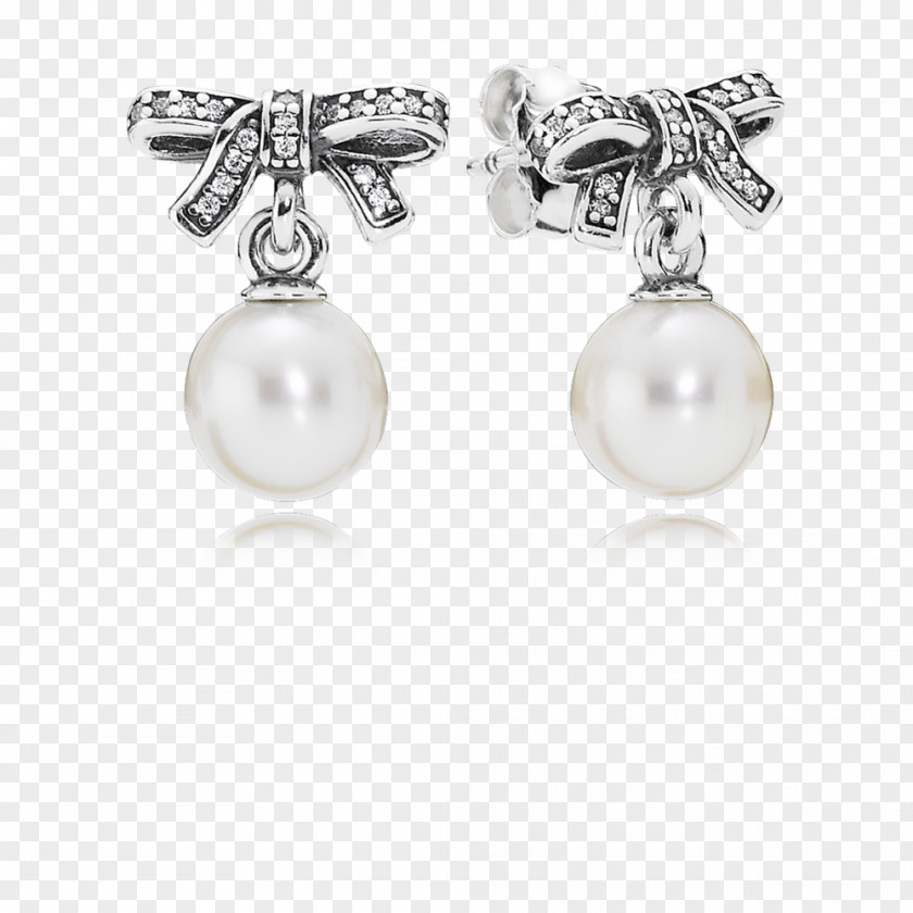 Earring Pandora Cubic Zirconia Cultured Freshwater Pearls PNG