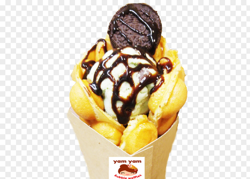 Ice Cream Sundae Chocolate Cones Egg Waffle PNG