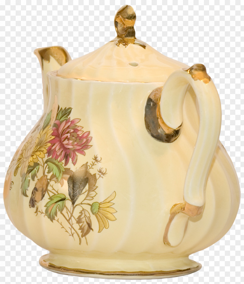 Yellow Teapot Jug Ceramic Pottery Vase Lid PNG