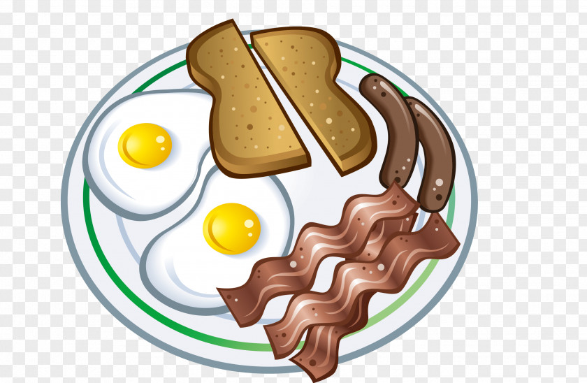 Cartoon Breakfast Vector Sausage Bacon Omelette PNG
