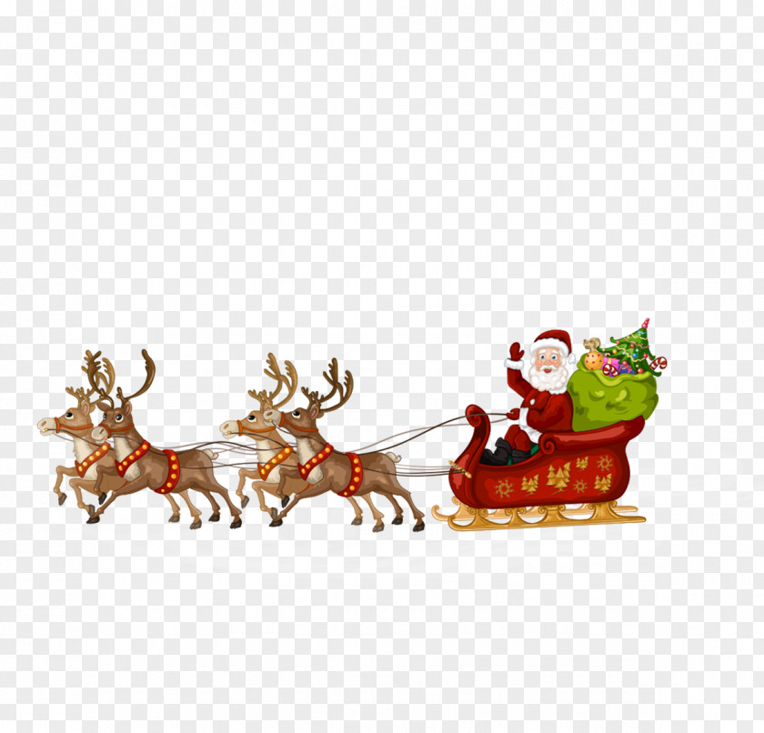 Christmas,Santa Claus Santa Reindeer Sled Stock Photography Illustration PNG