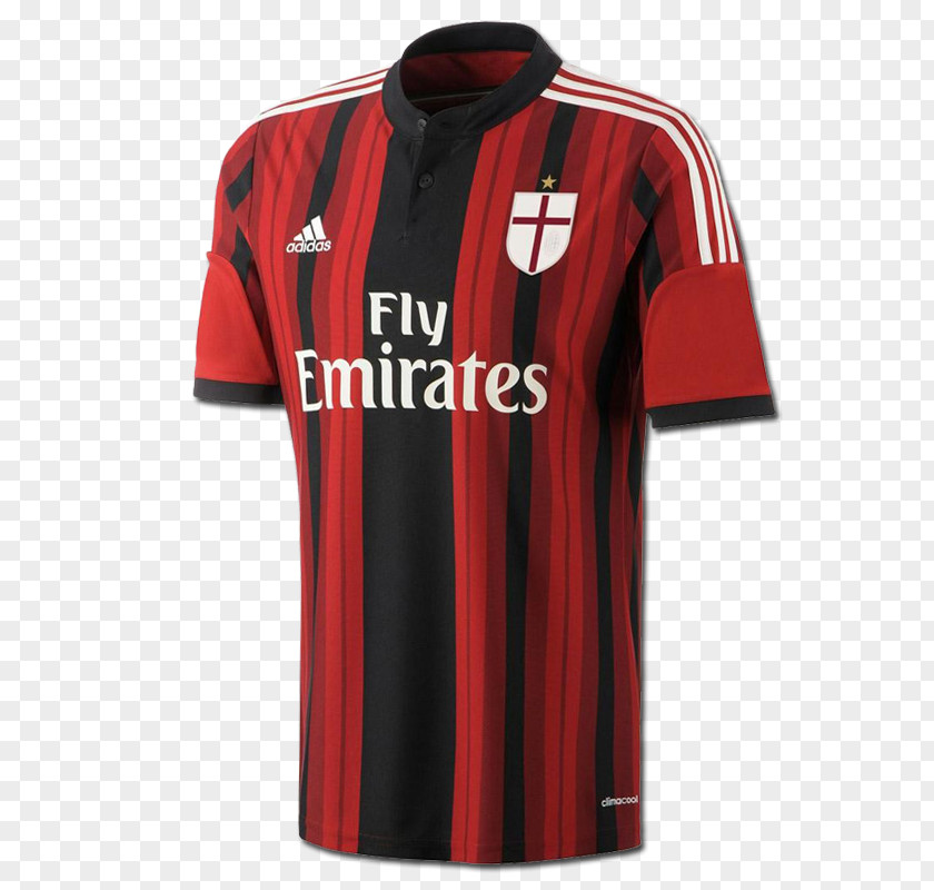 T-shirt Sports Fan Jersey A.C. Milan 2014-15 AC Adidas Home Football Shirt Sleeve PNG