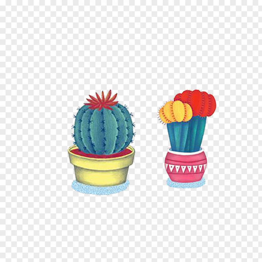 Painted Cactus Plants With Thorns Cactaceae Succulent Plant Euclidean Vector PNG