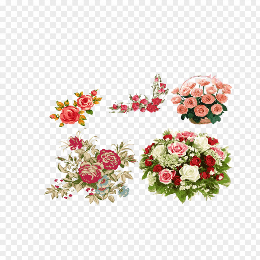 Painted Delicate Bouquet Of Roses Beach Rose Flower Drawing PNG