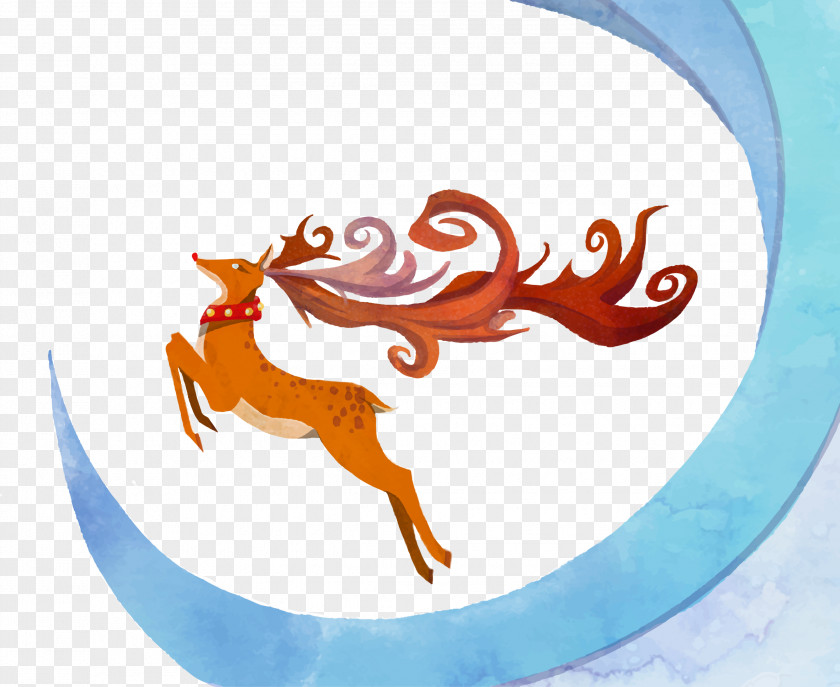 Vector Painted Deer Reindeer Clip Art PNG