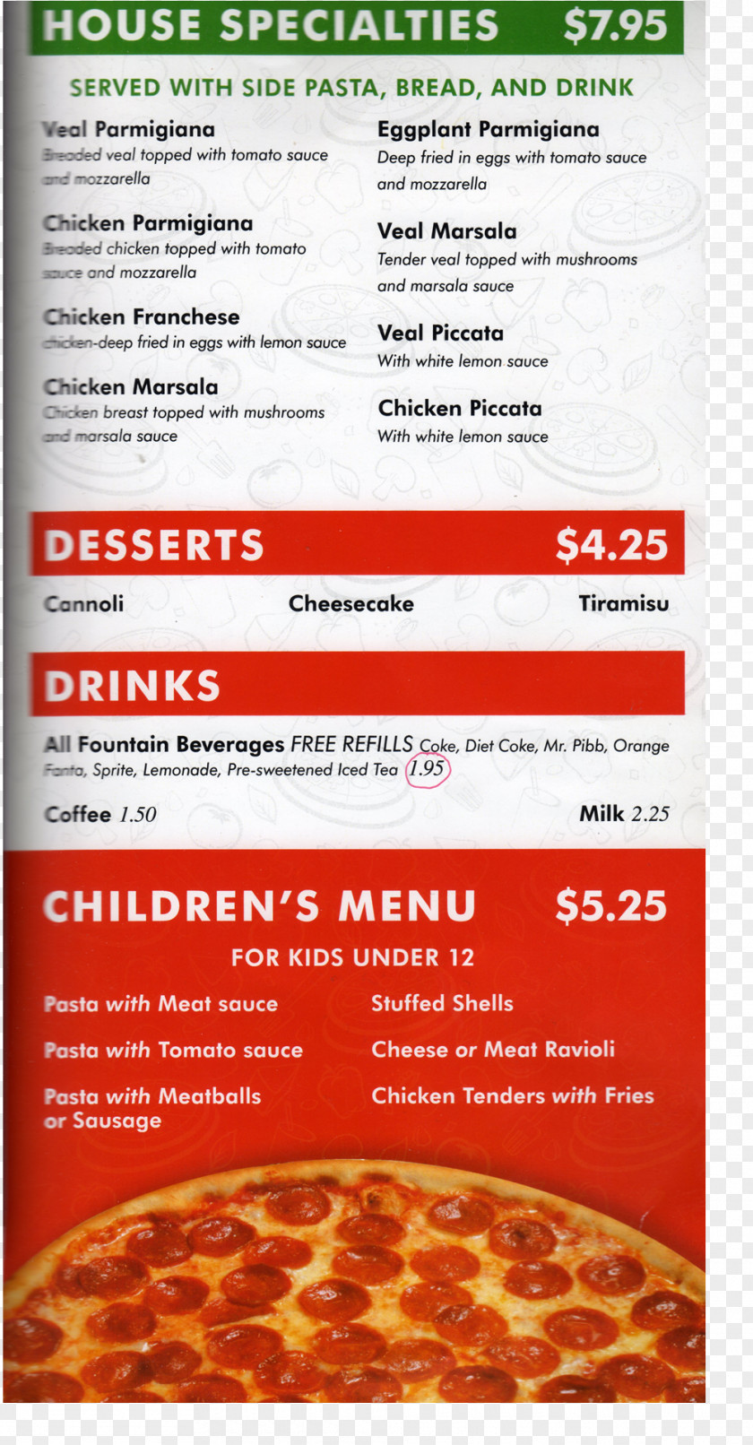 Cafeteria Menu Food Lunch Kings New York Pizza PNG