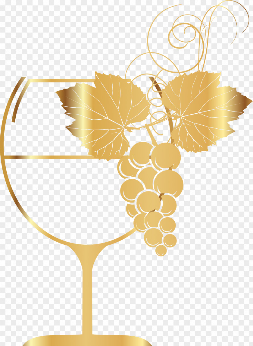 Golden Wine Cup White Red Glass PNG