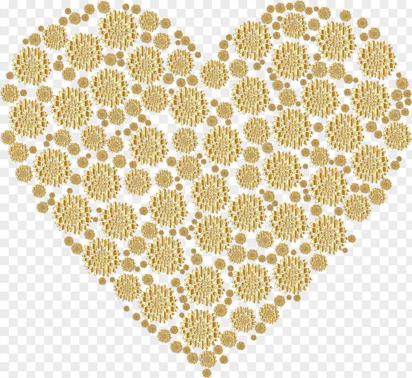 Gold Heart Flower Petal Clip Art PNG