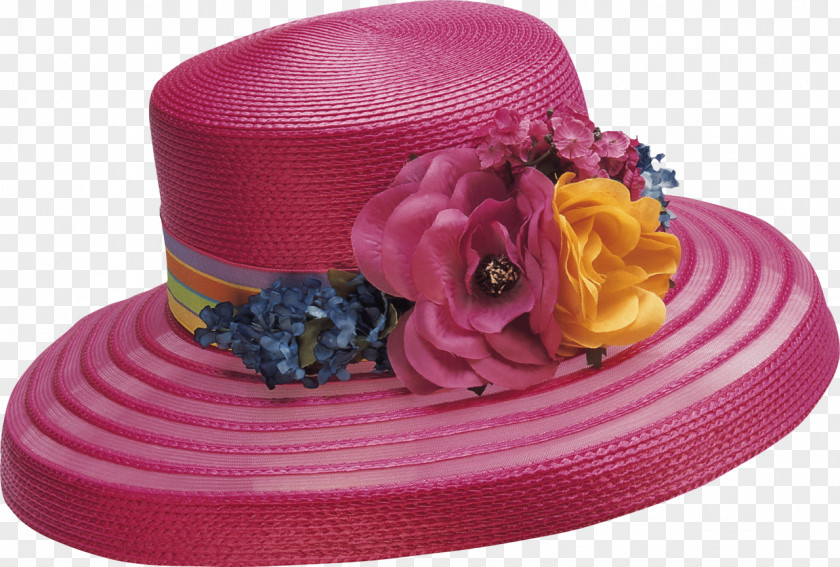 Hat Woman Organza Pink Ribbon Color PNG