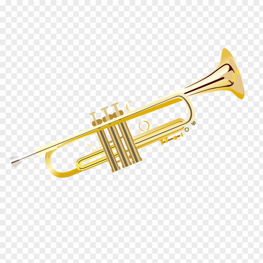 Modern Golden Orchestral Trombone Trumpet Musical Instrument PNG